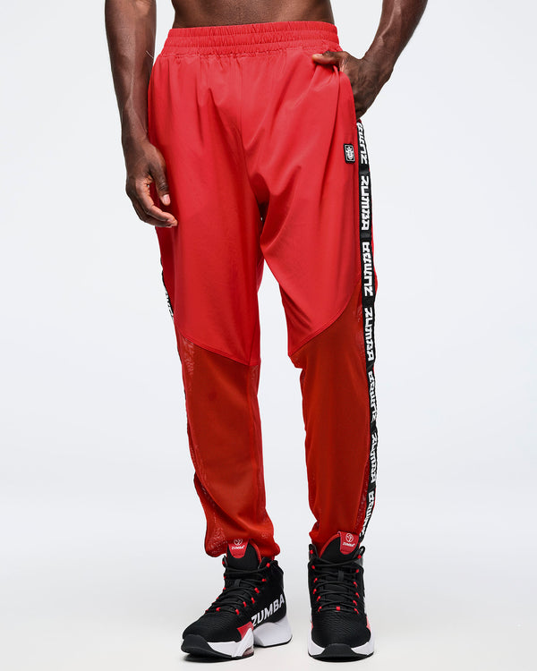 Eastern Flavor High Waisted Woven Track Pants With Mesh