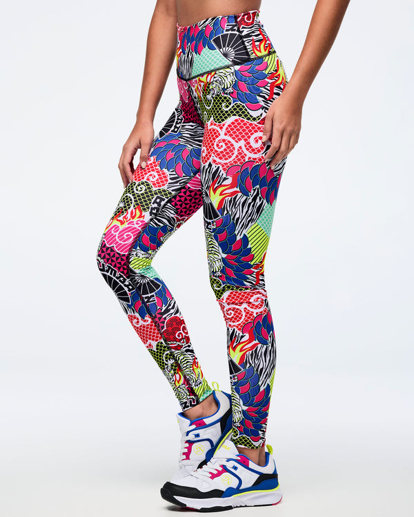 Eastern Flavor Z-Lift High Waisted Ankle Leggings - Pink/Yellow