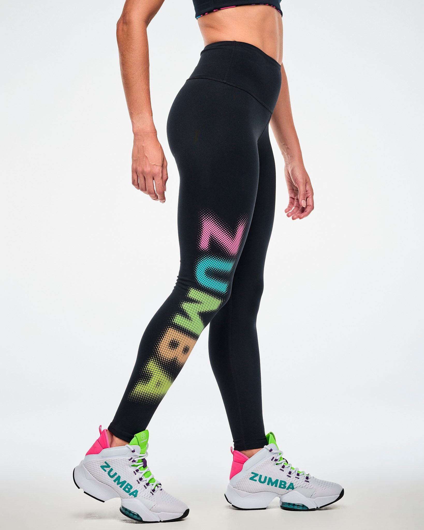 ゆうZumba 26〜45 46〜51 Electric Feel High Waisted Ankle Leggings - Bold Black – Zumba