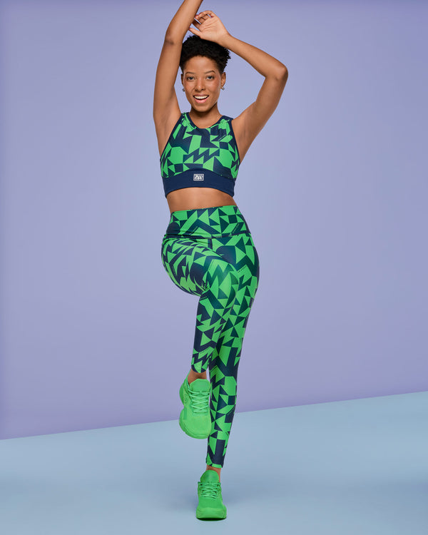 Zumba Out Loud Longline Bra - Navy/Green
