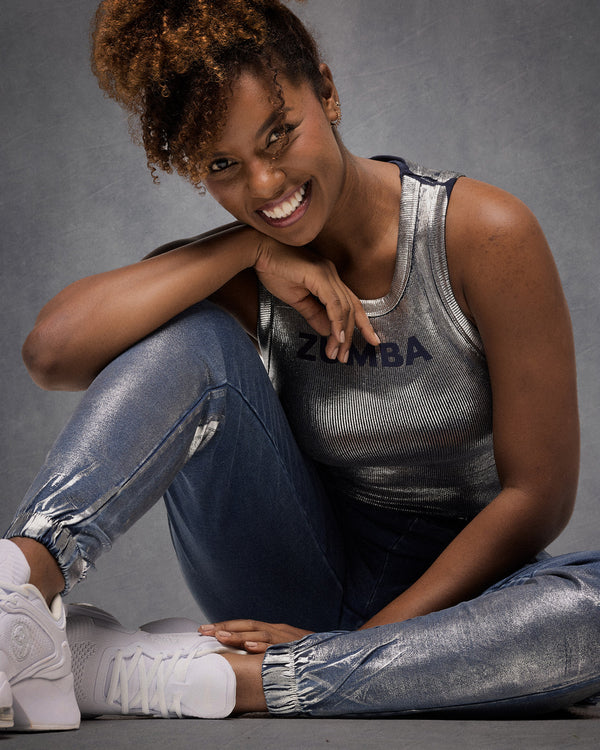 Blue Jean Fitted High Neck Tank