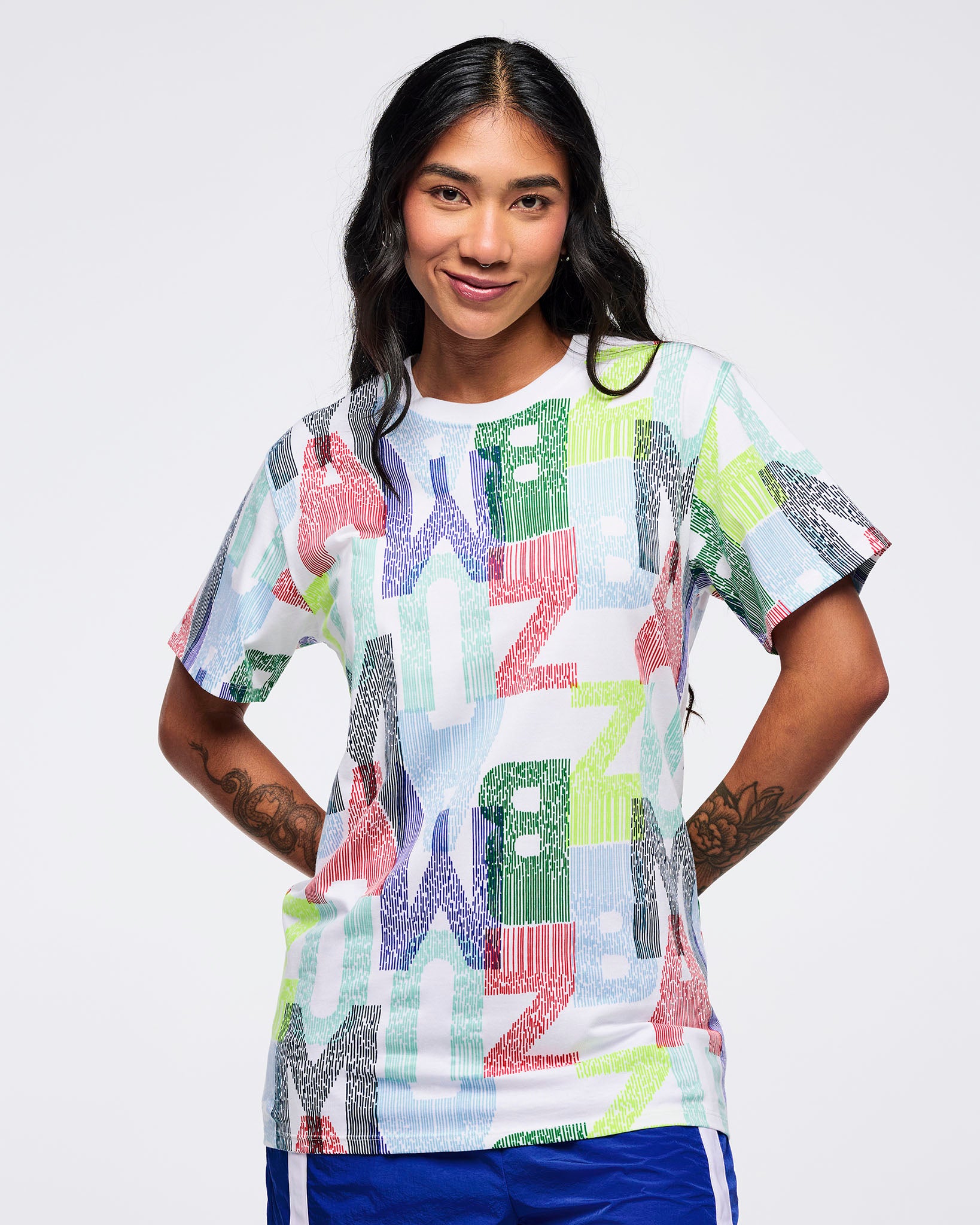 Latin Movement Unisex Crew Neck Tee - White/Blue – Zumba Wear