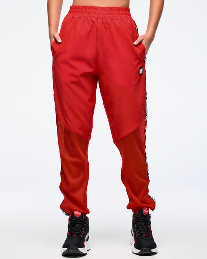 Eastern Flavor High Waisted Woven Track Pants With Mesh