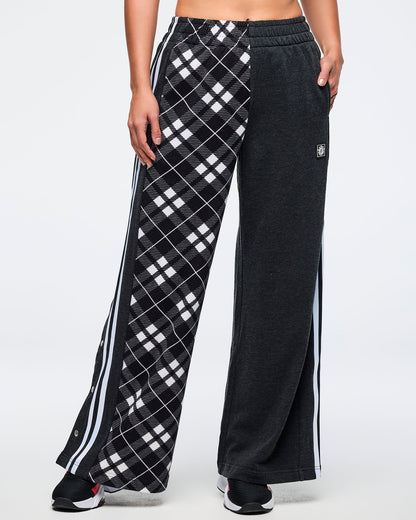 Eastern Flavor Wide Leg Pants With Wide Side Snap Placket