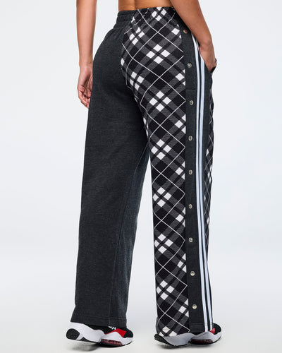 Eastern Flavor Wide Leg Pants With Wide Side Snap Placket