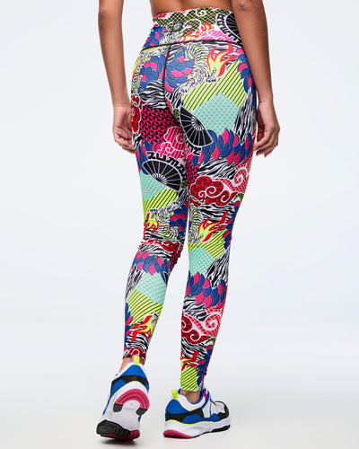 Eastern Flavor Z-Lift High Waisted Ankle Leggings - Pink/Yellow