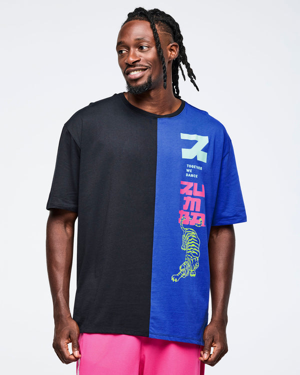 Eastern Flavor Men's Oversized Two-Tone Crew Neck Tee