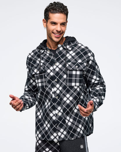 Eastern Flavor Flannel Shacket With Hood