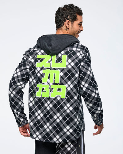 Eastern Flavor Flannel Shacket With Hood