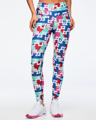 Eastern Flavor High Waisted Ankle Leggings - Green/Blue