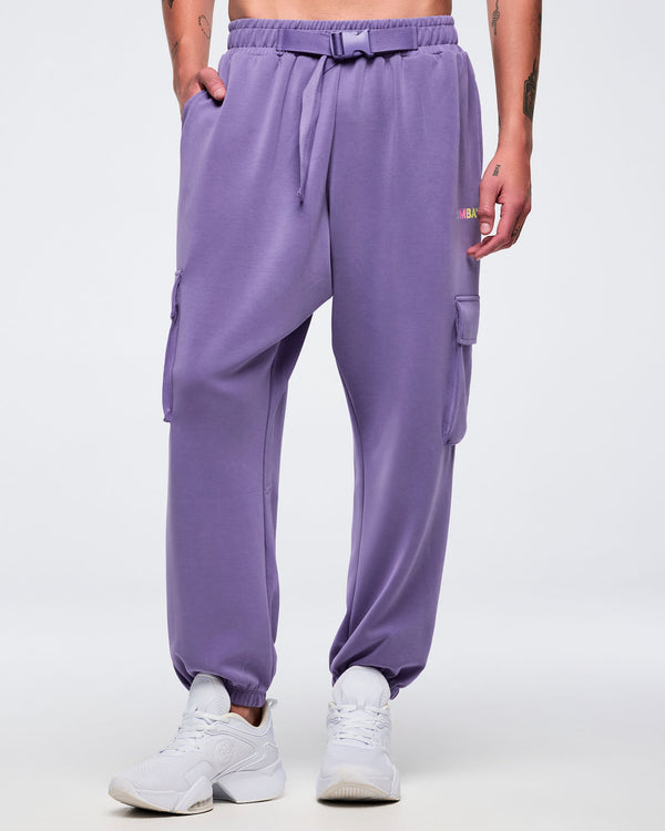 Pastel Modal Slouch Cargo Pants with Belt