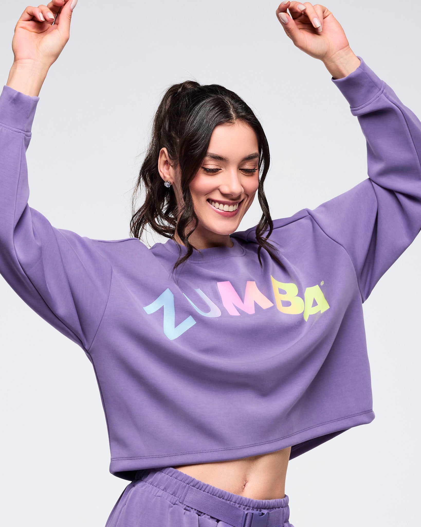 Pastel Modal Long Sleeve Oversized Crop Top – Zumba Wear | STRONG iD