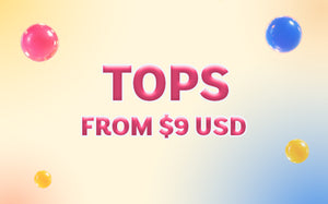 Tops from $9 USD Summer Sale banner.