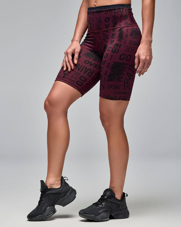 STRONG iD Z-Lift High Waisted Biker Shorts - Burgundy/Black