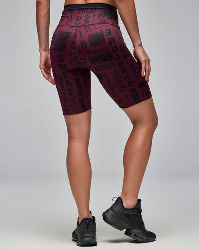 STRONG iD Z-Lift High Waisted Biker Shorts - Burgundy/Black