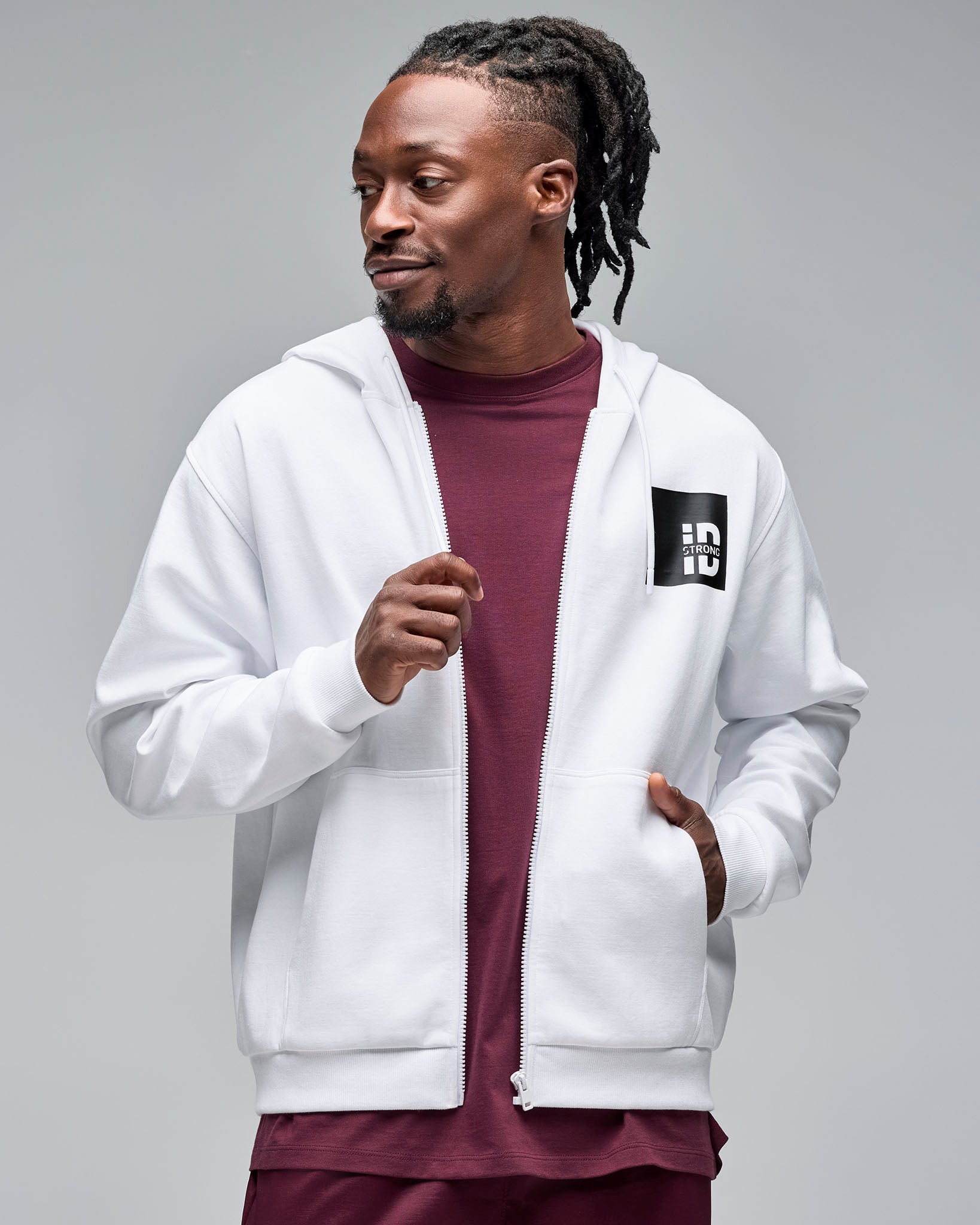 【MAGIC STICK】WHITE  ZIP UP HOODIE Unisex Adult Full Zip Hooded Sweatshirt by Make Market®, Size: X