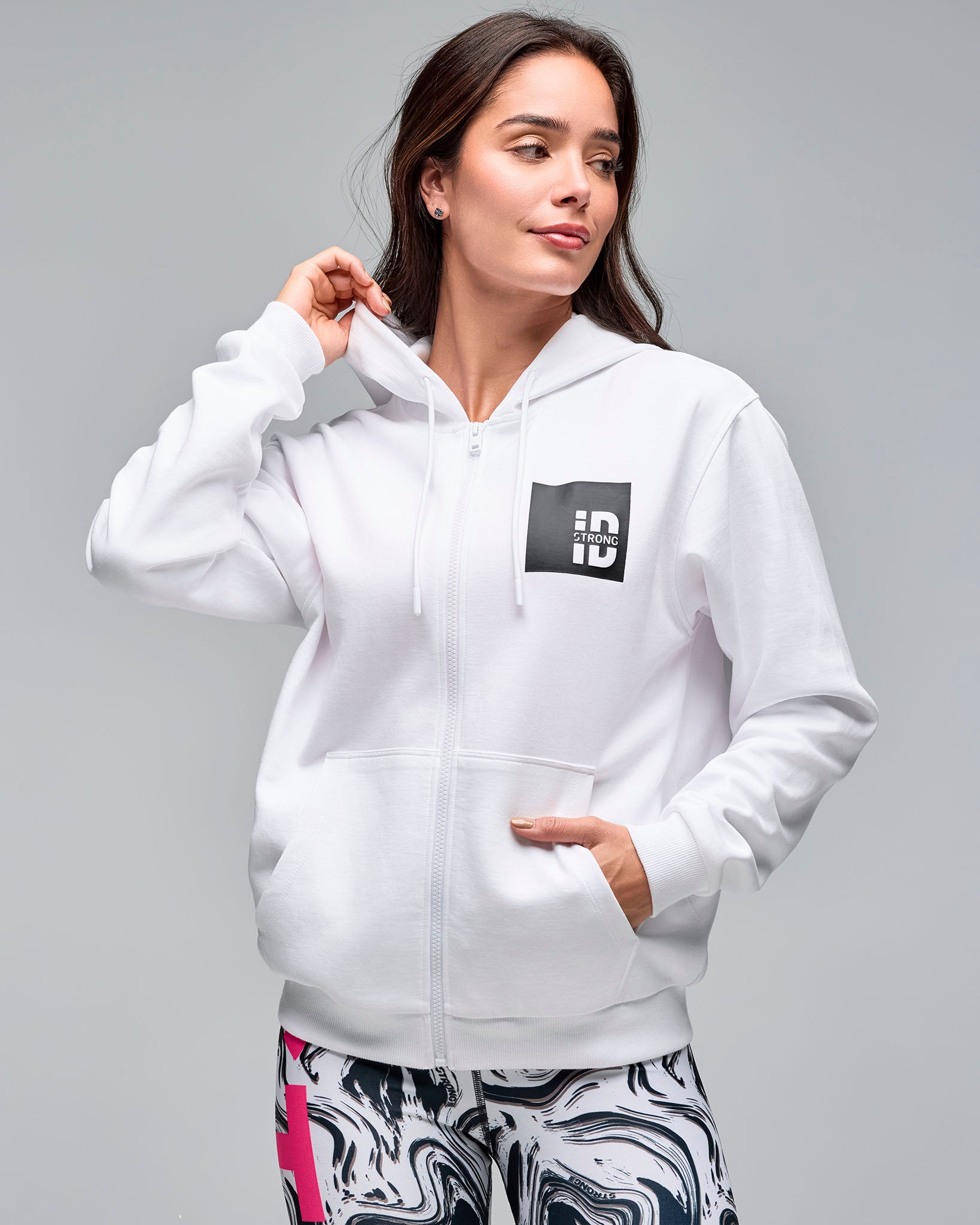 【MAGIC STICK】WHITE  ZIP UP HOODIE Unisex Adult Full Zip Hooded Sweatshirt by Make Market®, Size: X