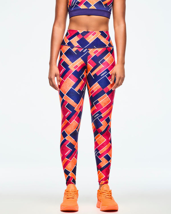 Class of 2001 High Waisted Ankle Leggings - Dark Blue/Orange