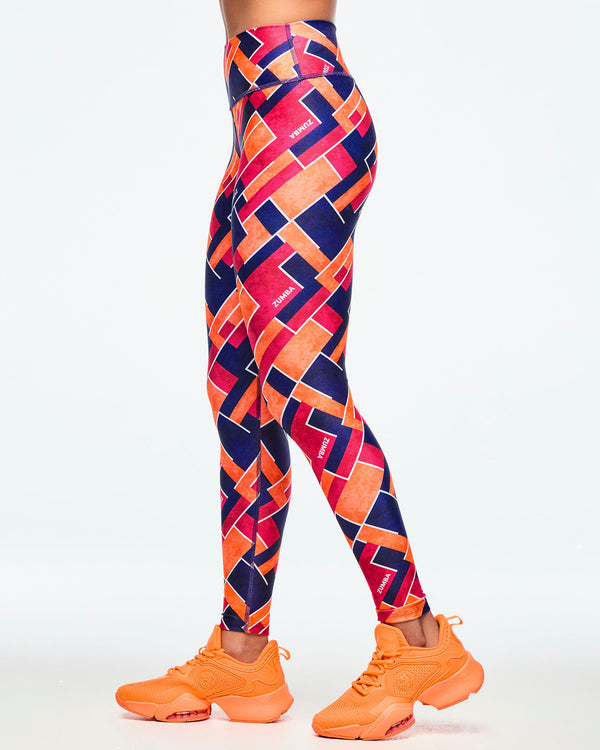 Class of 2001 High Waisted Ankle Leggings - Dark Blue/Orange