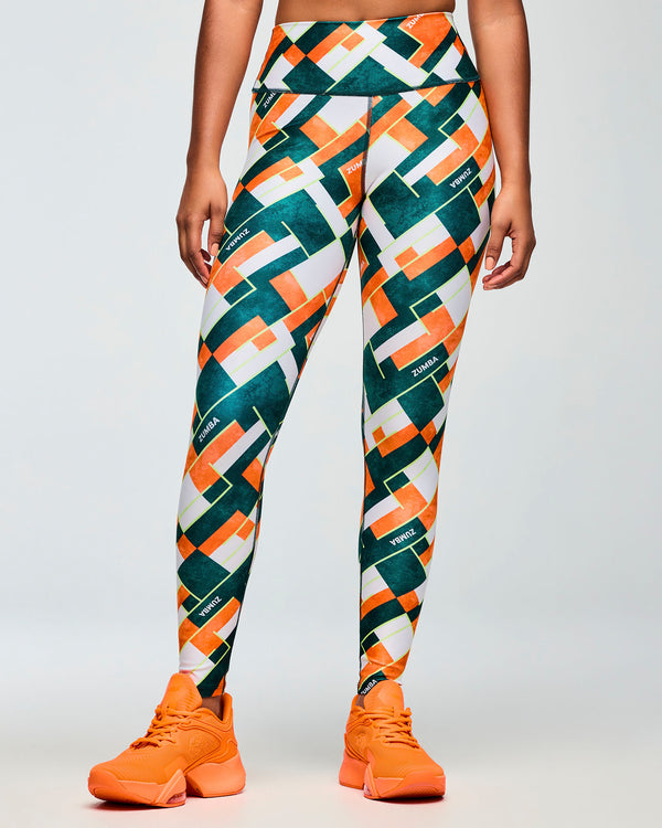 Class of 2001 High Waisted Ankle Leggings - Dark Blue/Orange