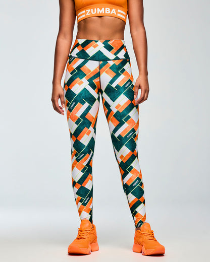 Class of 2001 High Waisted Ankle Leggings - Dark Blue/Orange