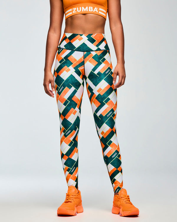 Class of 2001 High Waisted Ankle Leggings - Dark Blue/Orange