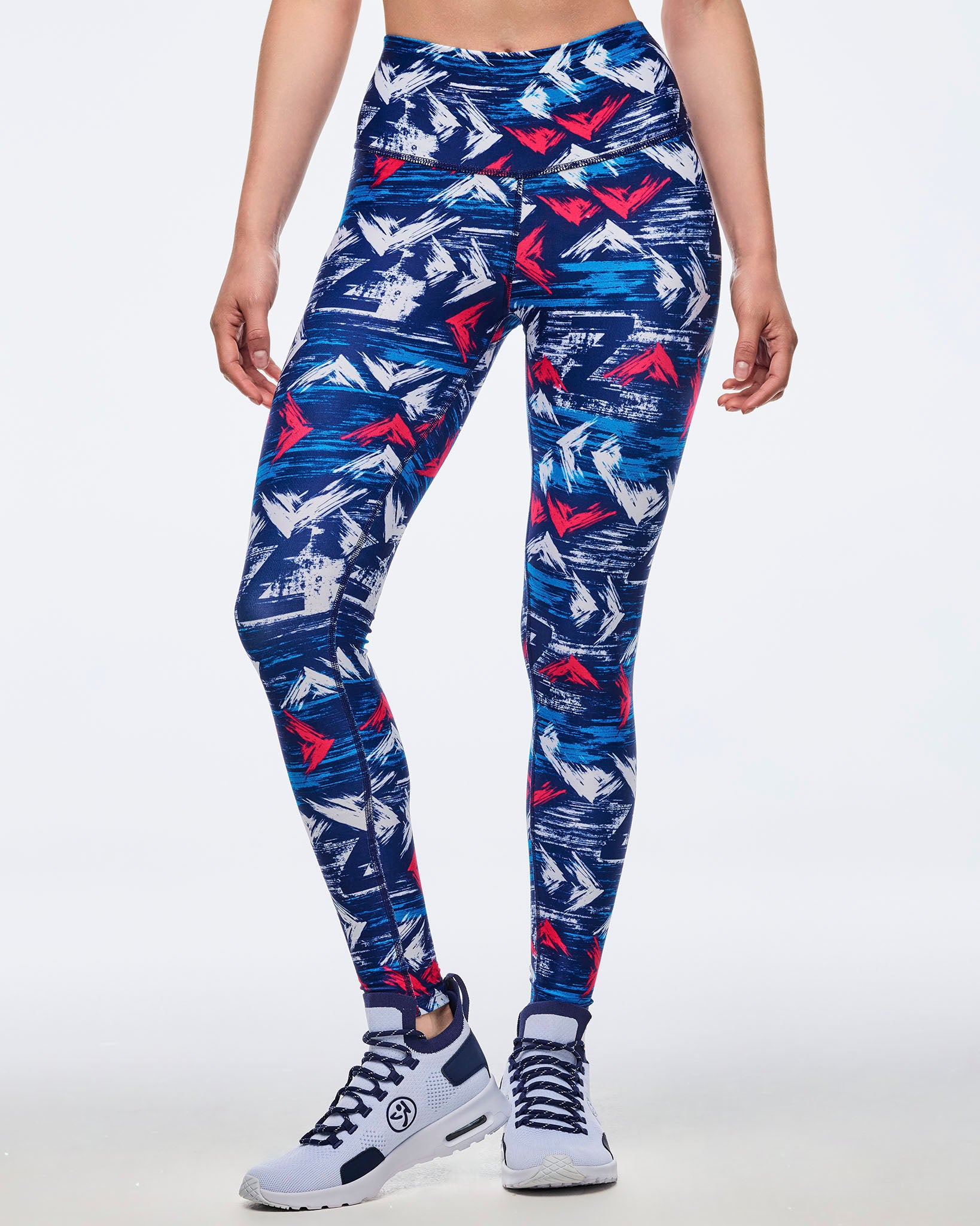 Apres Zumba High Waisted Ankle Leggings - Blue/White – Zumba Wear