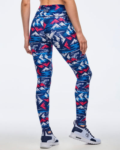 Apres Zumba High Waisted Ankle Leggings - Blue/White
