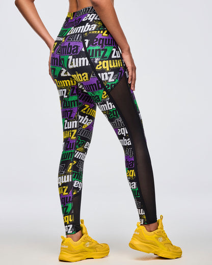 Apres Zumba High Waisted Ankle Leggings With Side Inserts