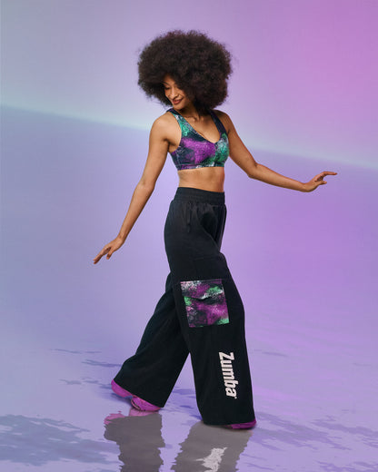 Apres Zumba Racerback Bra With Encased Elastic - Green/Purple