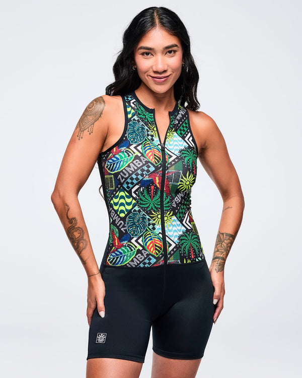 Latin Movement Z-Lift Bodysuit With Mesh Back