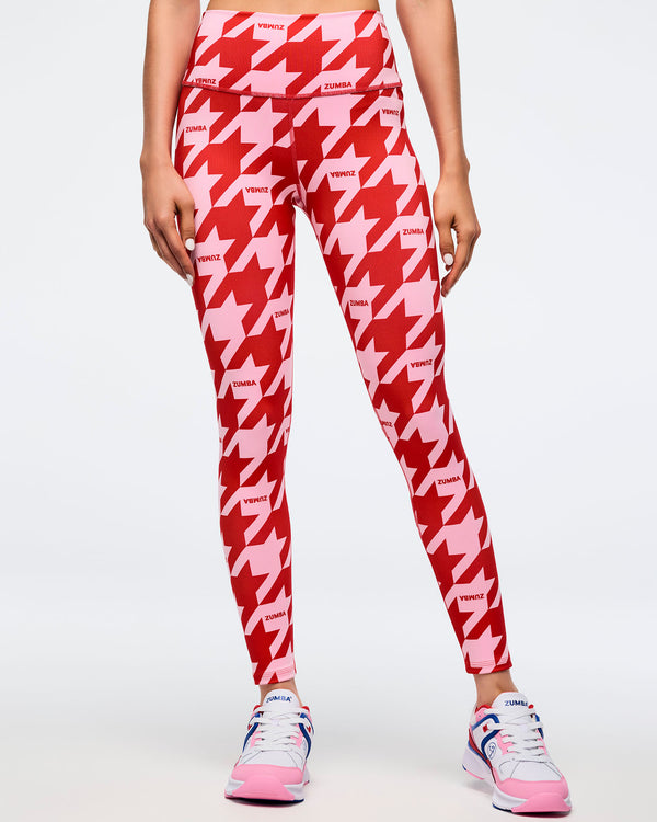 Zumba Amour Z-Lift High Waisted Ankle Leggings - Red/Pink