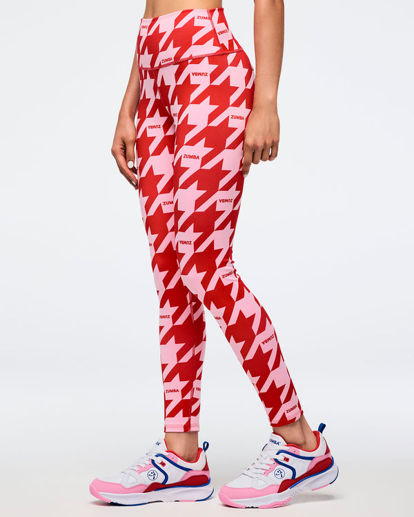 Zumba Amour Z-Lift High Waisted Ankle Leggings - Red/Pink