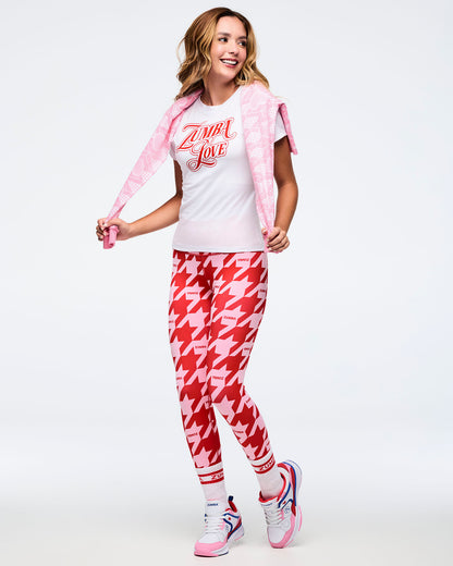 Zumba Amour Z-Lift High Waisted Ankle Leggings - Red/Pink