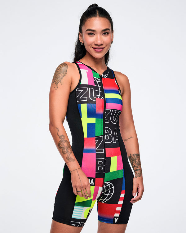 Worldwide Racerback Half Zip Bodysuit