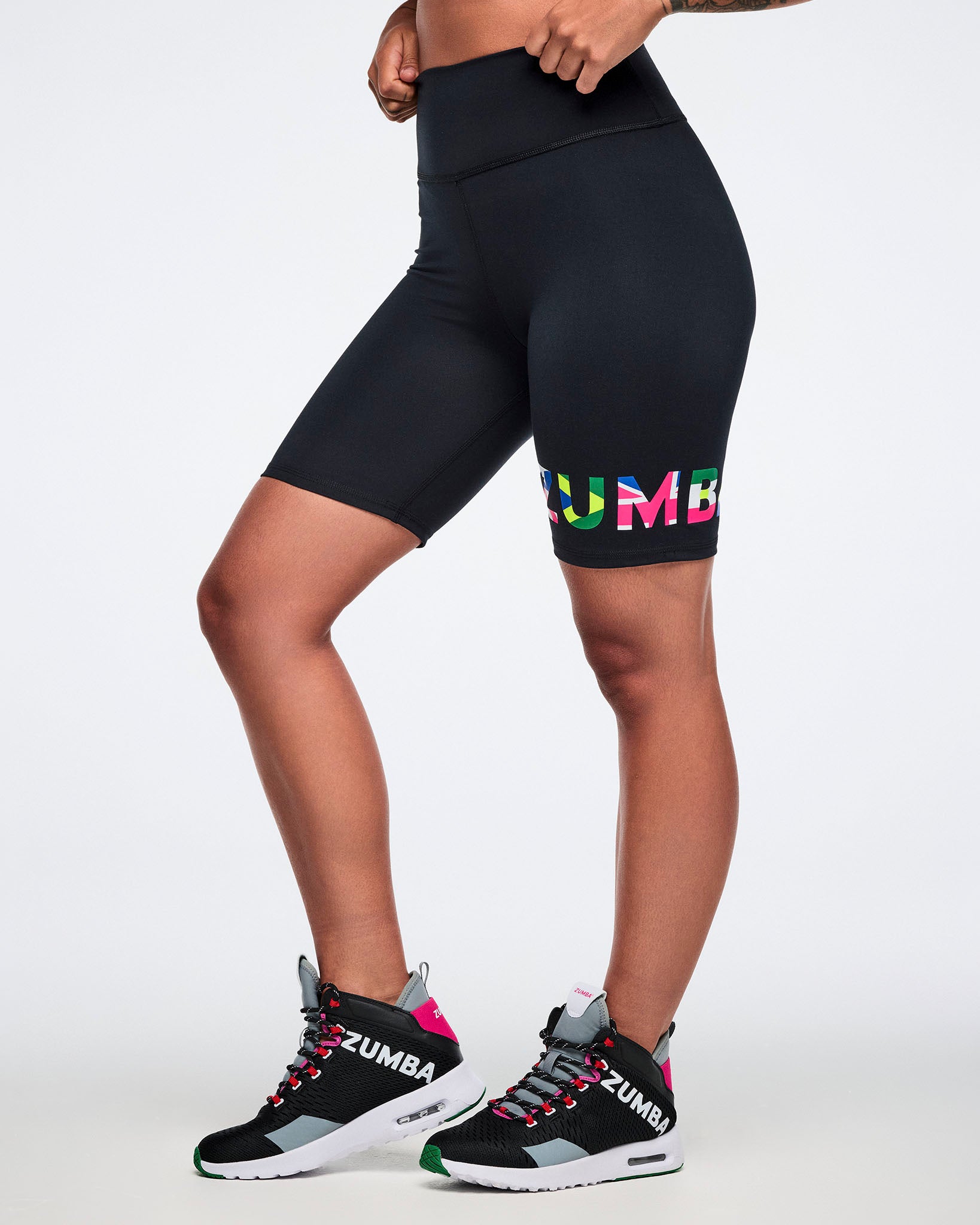Worldwide High Waisted Biker Shorts - Black – Zumba Wear | STRONG iD