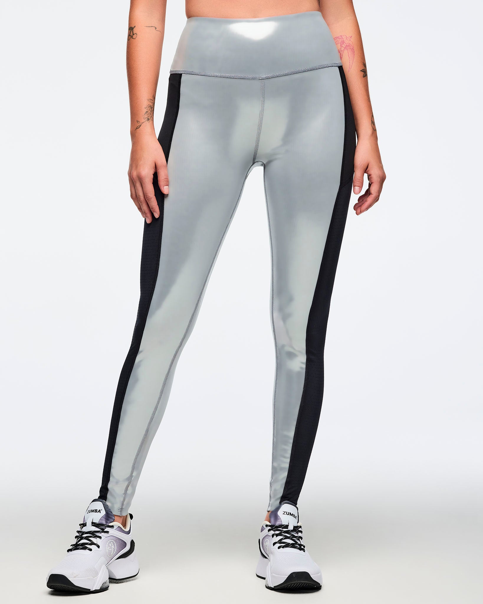 Zumba パンツ<Black/Silver> Zumba 25 High Waisted Ankle Leggings With Inserts – Zumba Wear