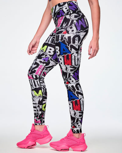 Rock 'n' Roll High Waisted Ankle Leggings - Black/White