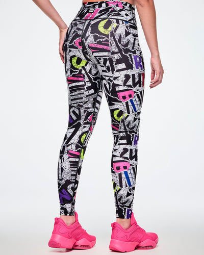 Rock 'n' Roll High Waisted Ankle Leggings - Black/White