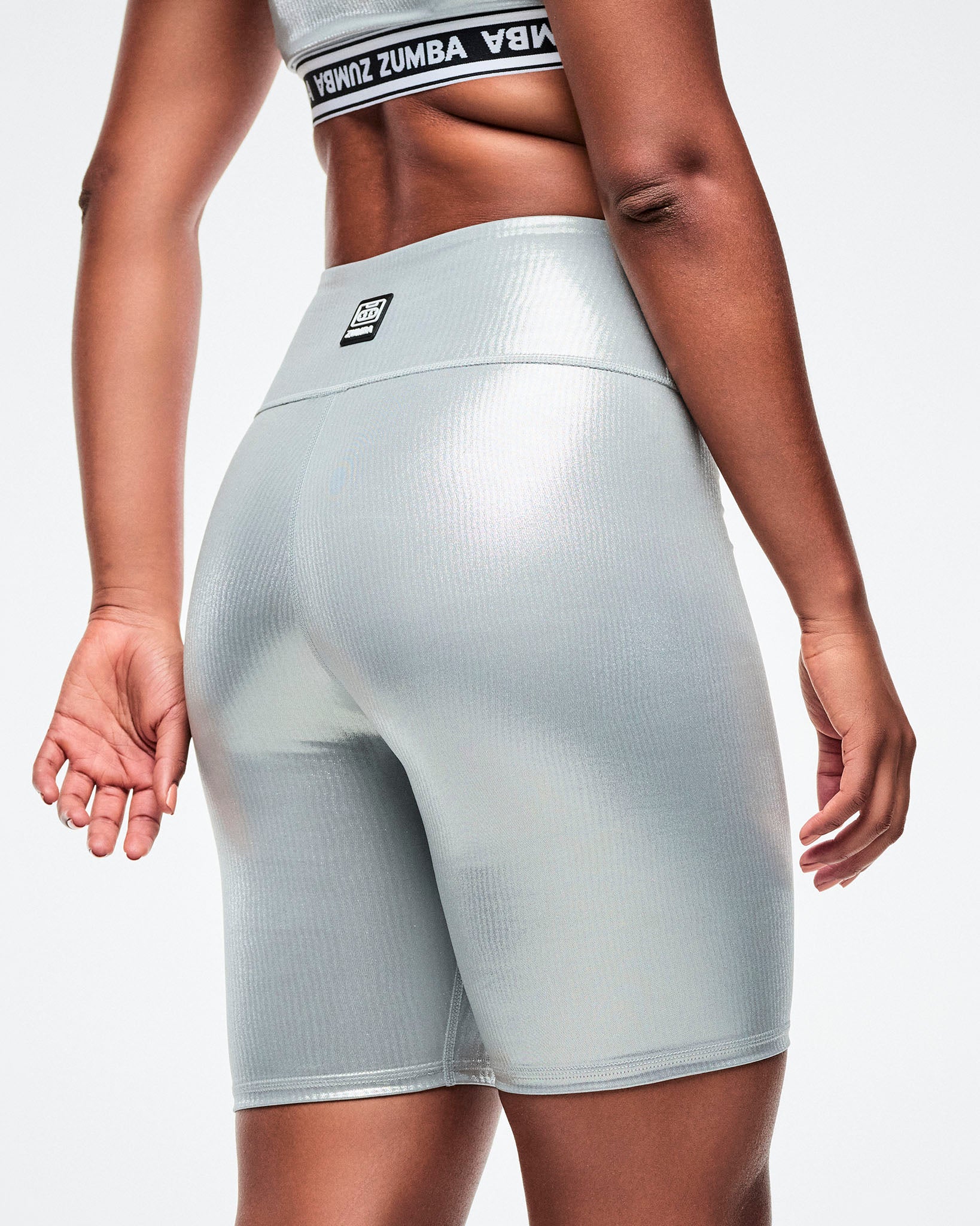 Dale-Z High Waisted Biker Shorts - Silver – Zumba Wear | STRONG iD