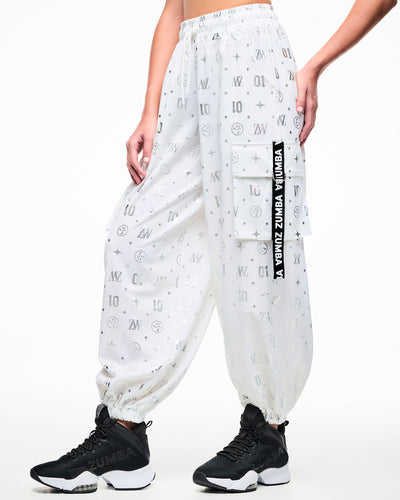 Dale-Z Parachute Cargo Pants - White/Silver