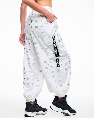 Dale-Z Parachute Cargo Pants - White/Silver