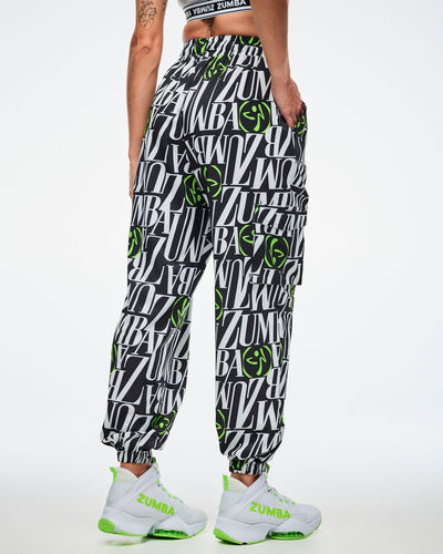 Dale-Z Parachute Cargo Pants - Black/White