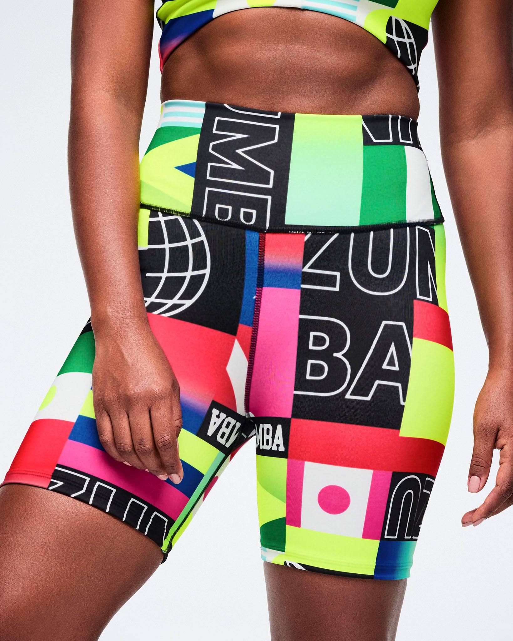 Worldwide High Waisted Biker Shorts - Red/Blue – Zumba Wear