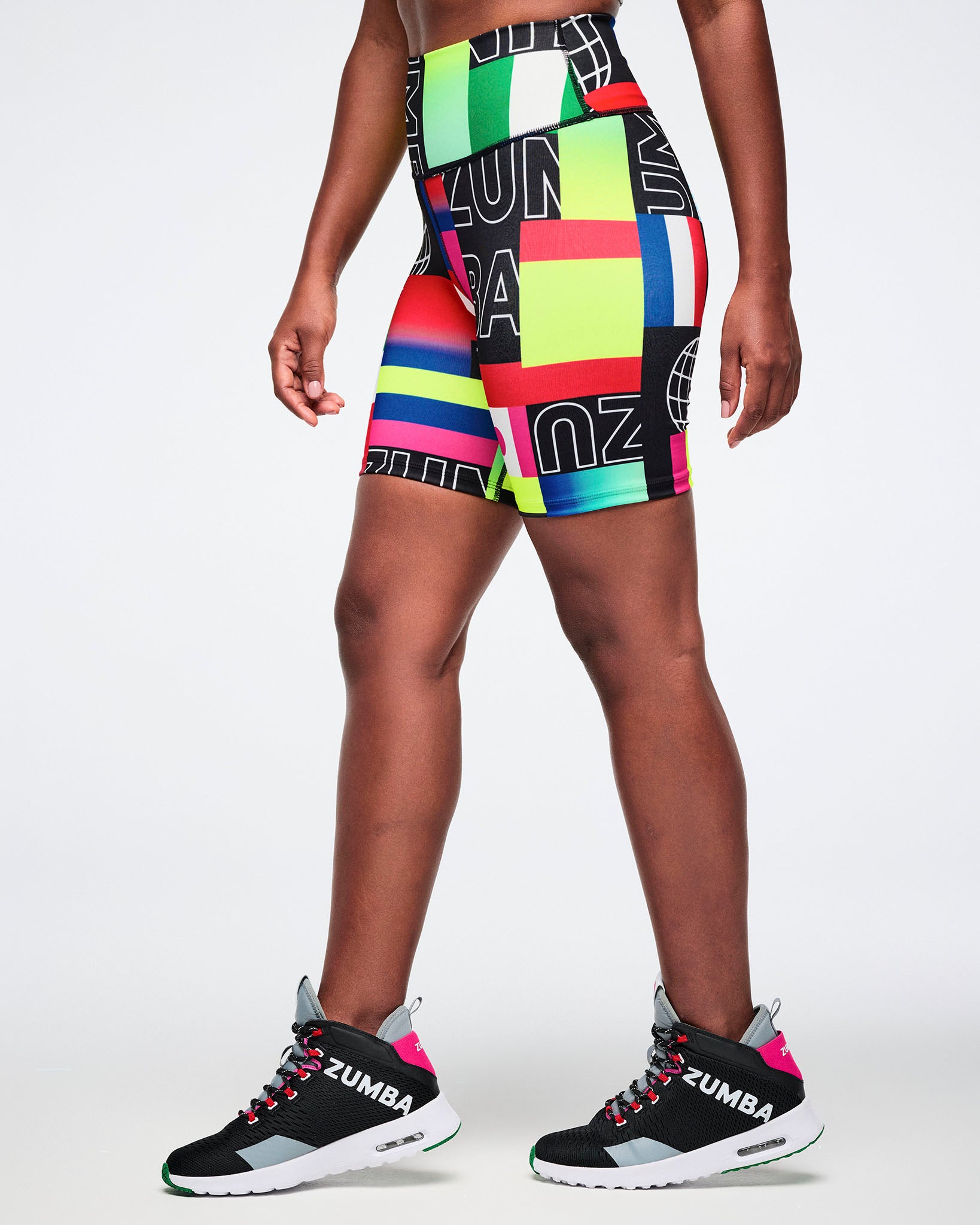 Worldwide High Waisted Biker Shorts - Red/Blue – Zumba Wear