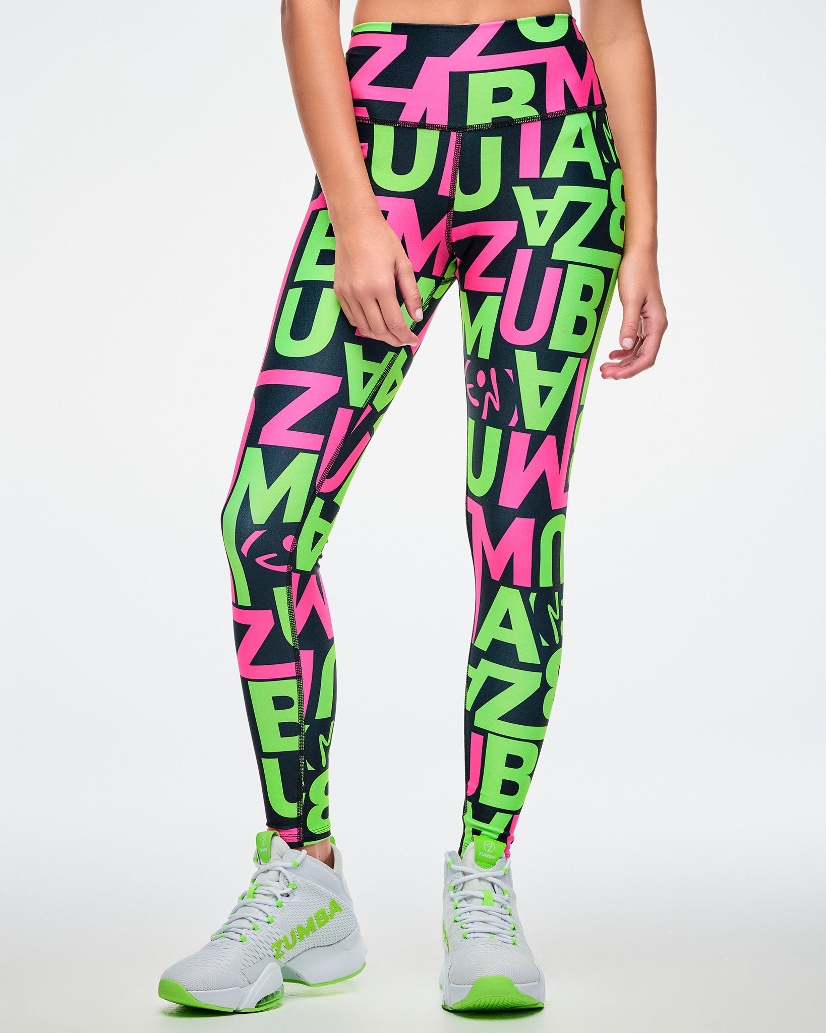 Dale-Z High Waisted Ankle Leggings - Pink/Green – Zumba Wear