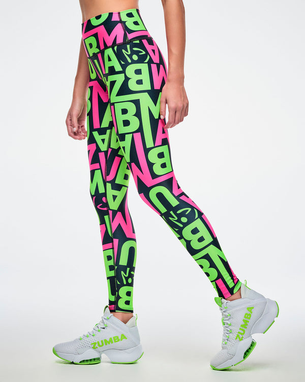 Dale-Z High Waisted Ankle Leggings - Pink/Green