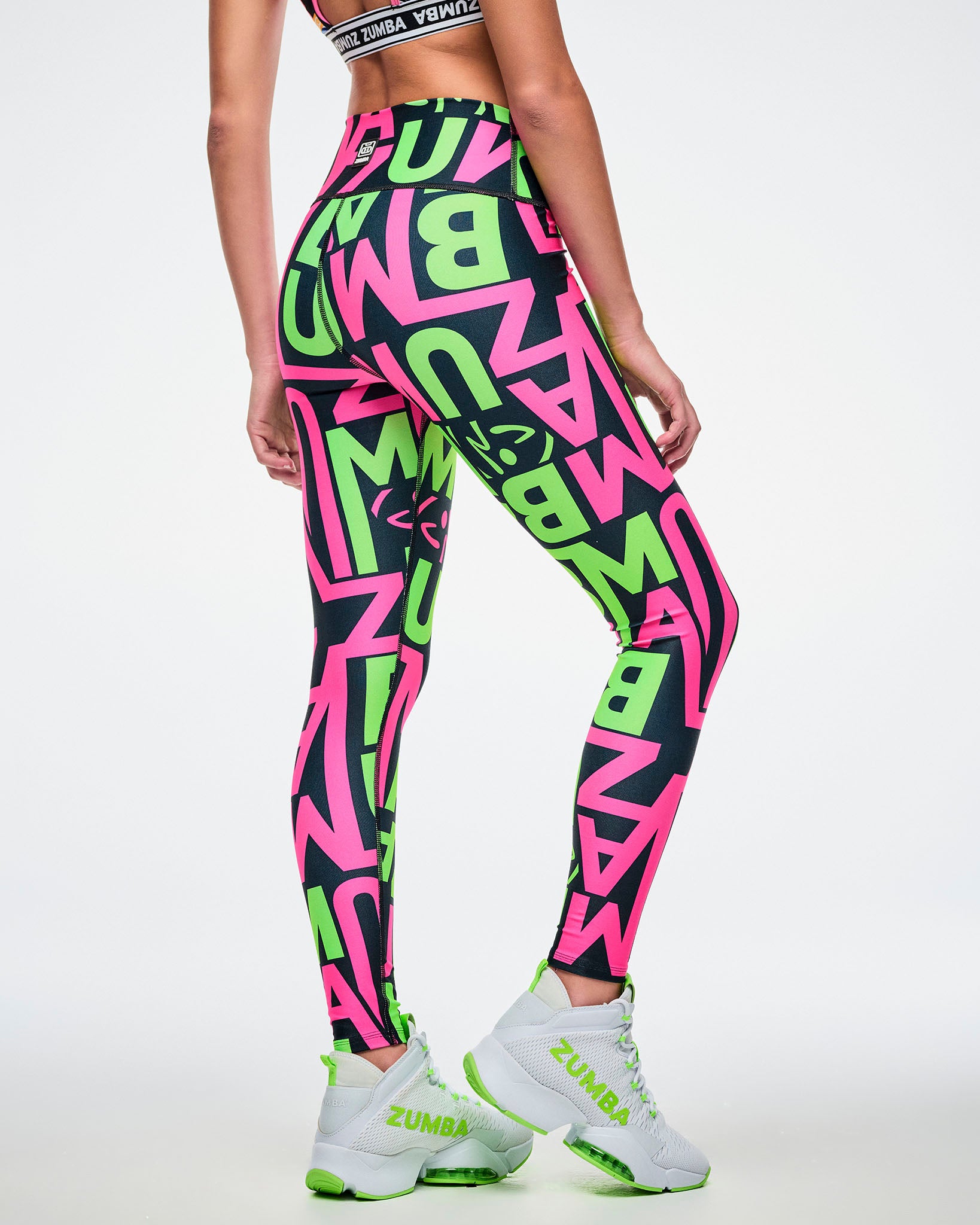 Dale-Z High Waisted Ankle Leggings - Pink/Green – Zumba Wear