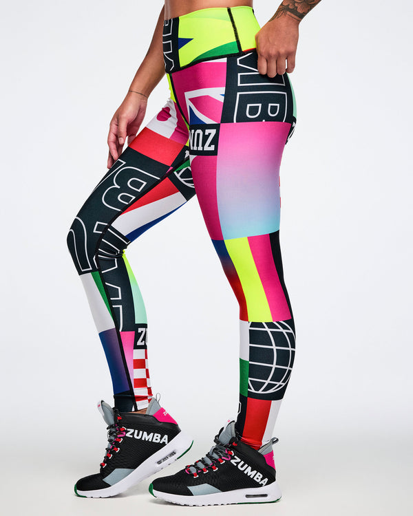 Zumba Worldwide High Waisted Ankle Leggings