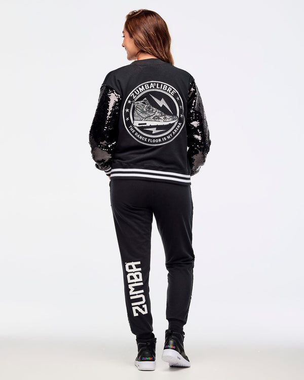 Zumba Libre Bomber Jacket With Sequin Sleeves